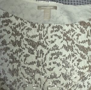 Banana Republic Cream and Gold Sequin Top